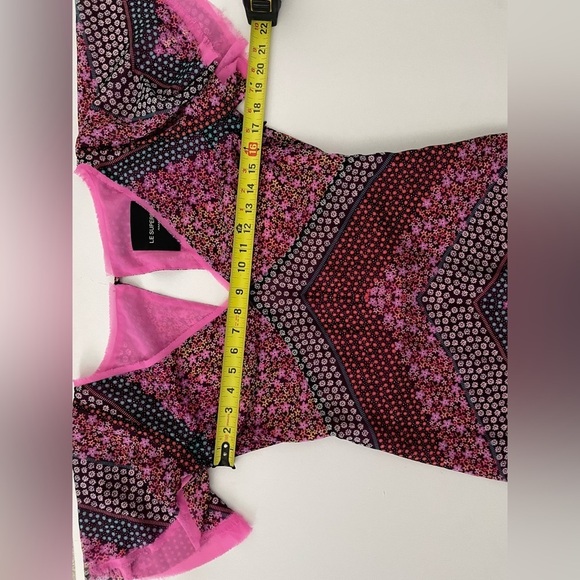 Le Superbe Floral Chiffon Raw Hem Pink Overlay Midi Dress Flutter Sleeve 4 - Picture 3 of 11